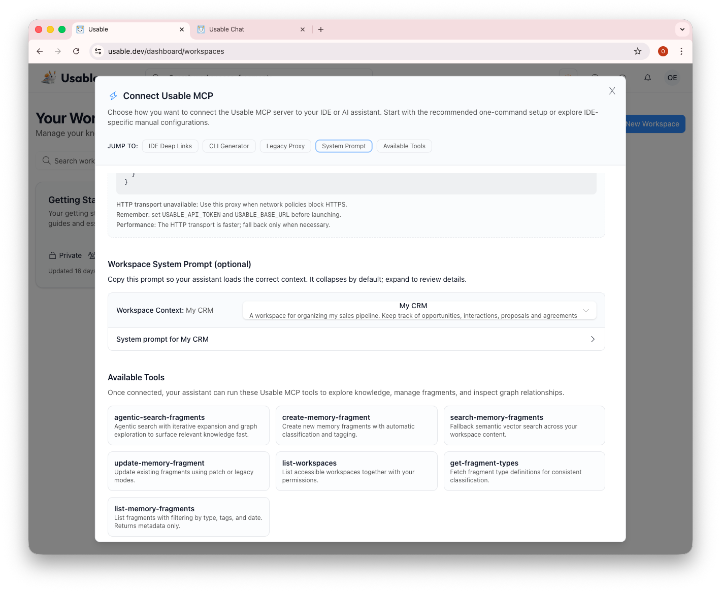 Available MCP tools